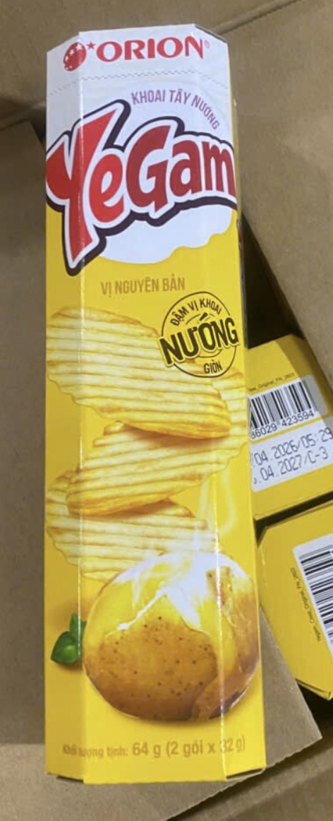 Thùng bánh snack khoai tây nướng Orion ( 20 hộp x 64g )